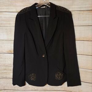 Allen B. by Allen Schwartz Black Embellished Blazer Size Medium